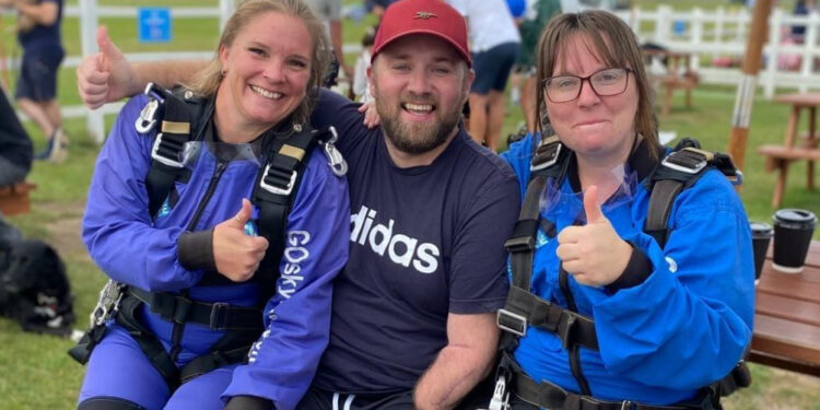 Local women skydive for Jason’s rehabilitation fund