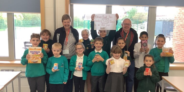 Pupils collect record food donations for town’s food bank