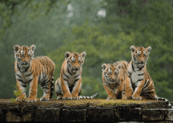 Longleat tiger cubs celebrate first birthday with sardine cake