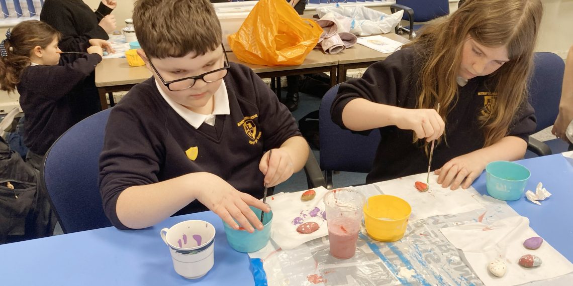 Schoolchildren brighten Westbury with painted stones