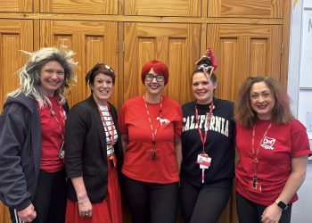 Schoolchildren mark Red Nose Day with crazy hairstyles