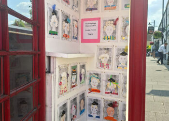 Schoolchildren brighten phone box gallery with new artwork